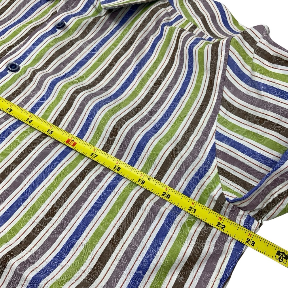 Robert Graham Striped Paisley Flip Cuff Long Sleeve Button Down Shirt Mens Large - Picture 8 of 12